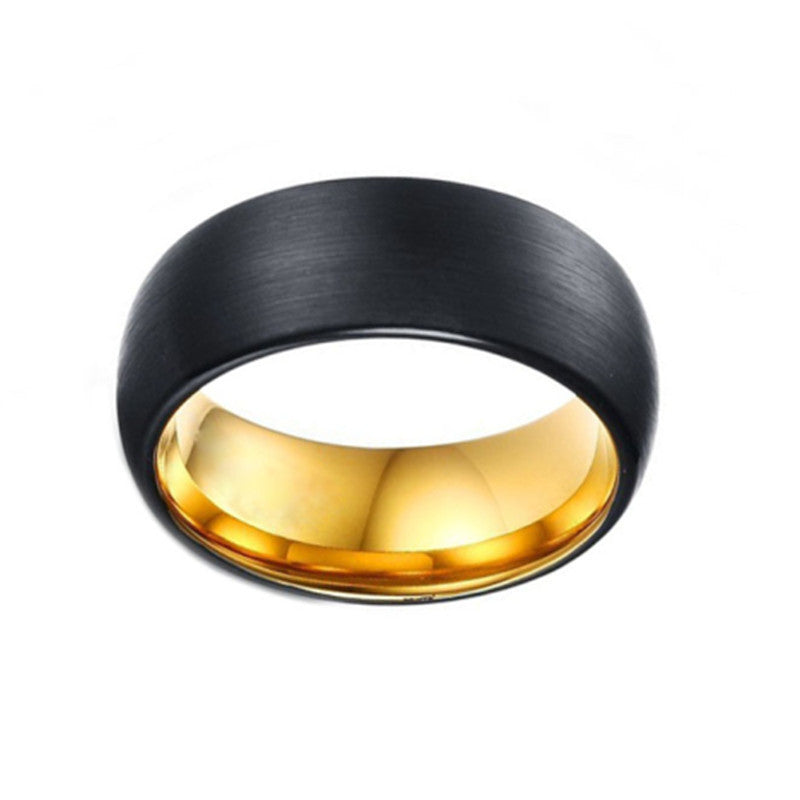 Tungsten Steel Sand Surface Black Gold Two-color Ring Tungsten Gold Ornament