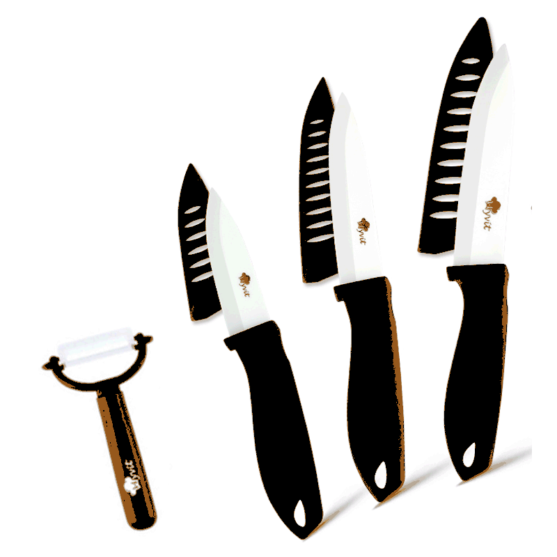 Fivepiece Set Of White Bladed Zirconia Ceramic Knives