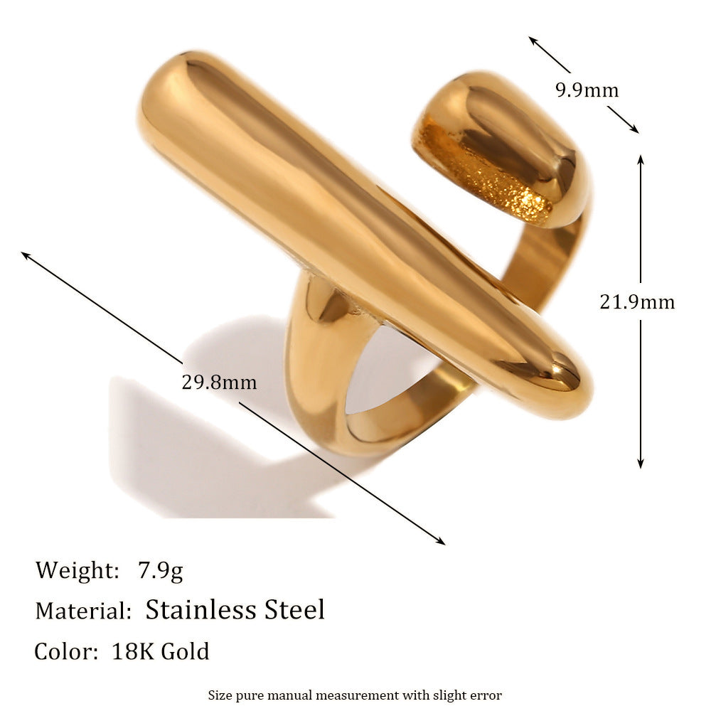 Creative Bracelet Stainless Steel 18K Gold Plating Personality Pole Open Ring