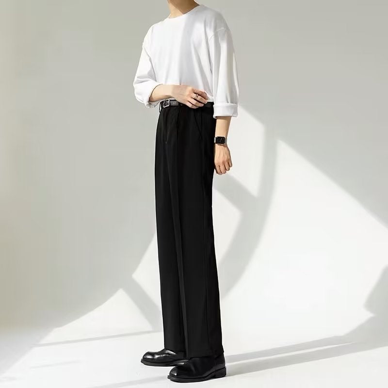 Draping Suit Pants Straight Non-ironing Loose Trousers