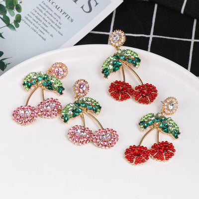 Fruit earrings full diamond ear jewelry