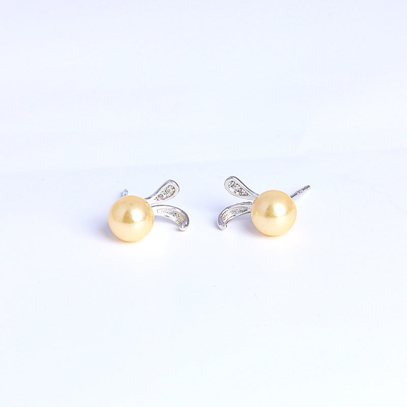 Rabbit Earring Jewelry 925 Silver Pearls Stud Earing For Kids Children