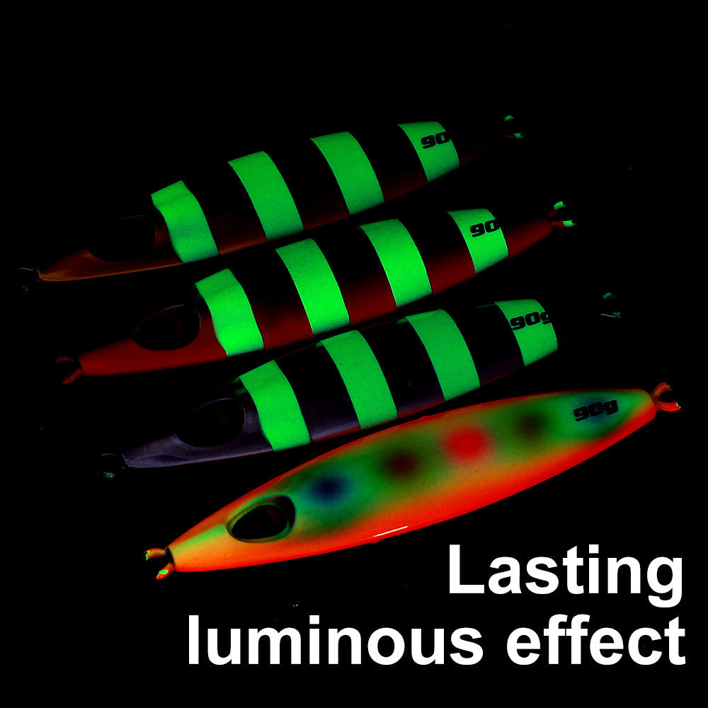 60g 90g UV Luminous Sea Fishing Slow Rocking Iron Plate Boat Lure