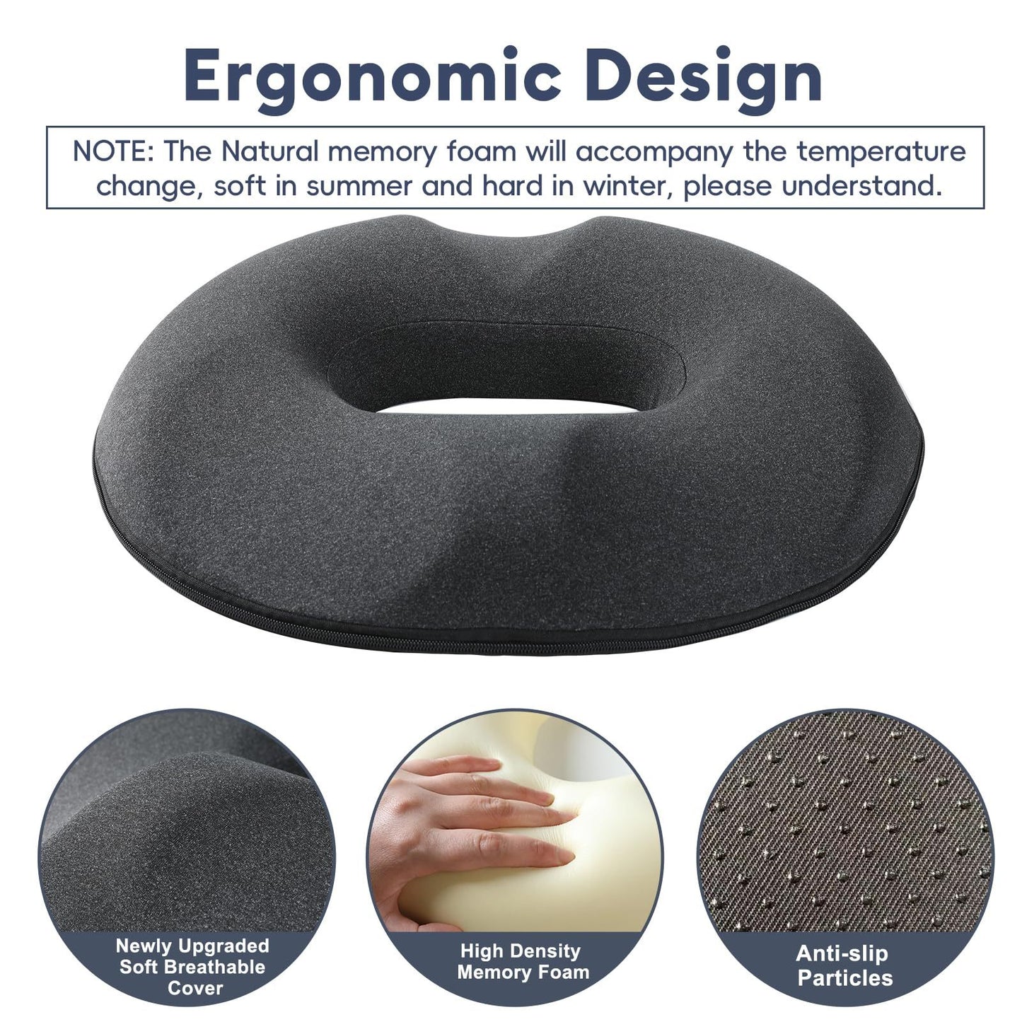 Upgraded Donut Pillow Seat Cushion Relieve Pain And Pressure For Hip Tailbone & Coccyx, Sciatica &High Density Memory Foam For Offic&Home&Travel