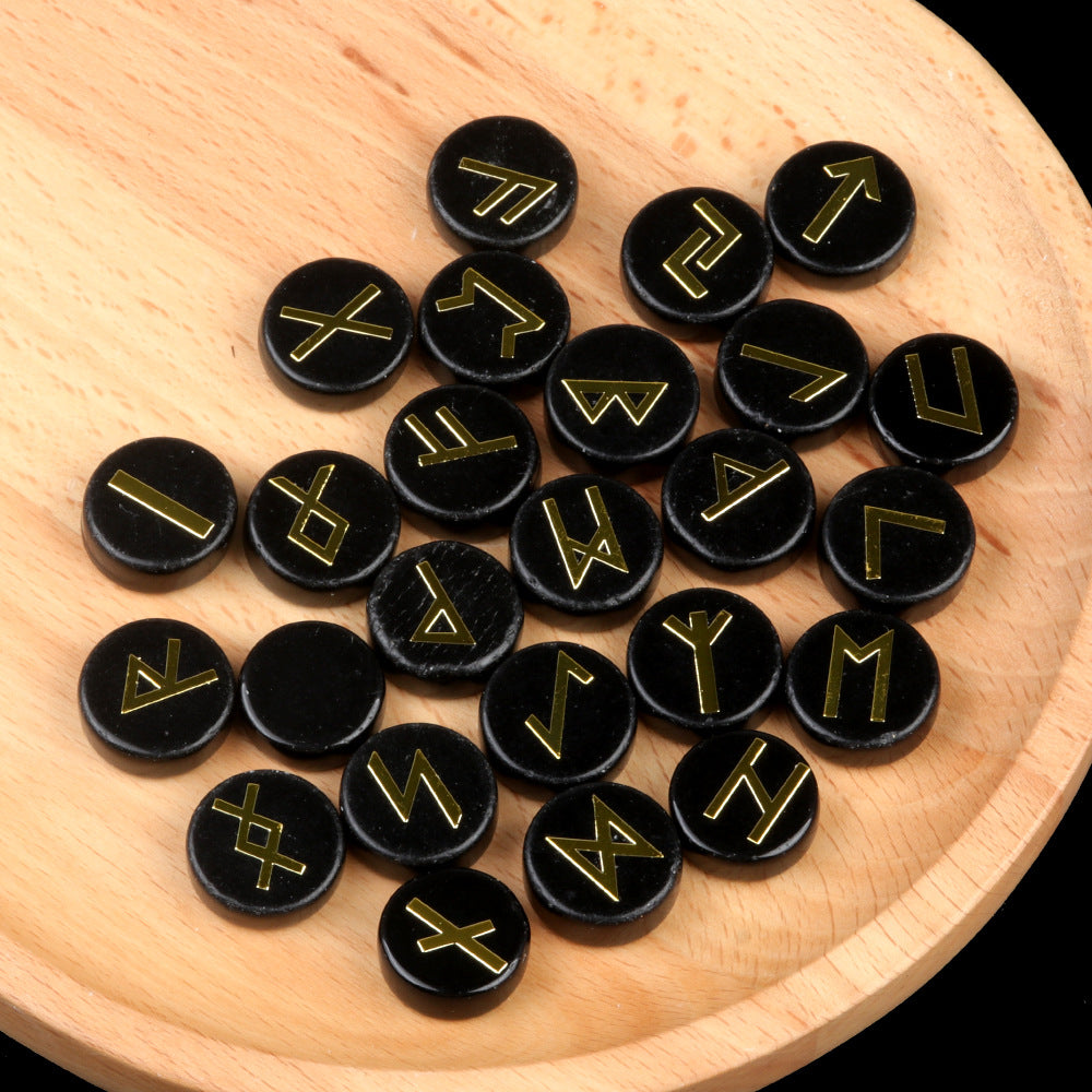 1662-25 Pieces A Pack Of Runes Natural Crystal Agate Luen Letter Wafer Suit Nordic Germanic