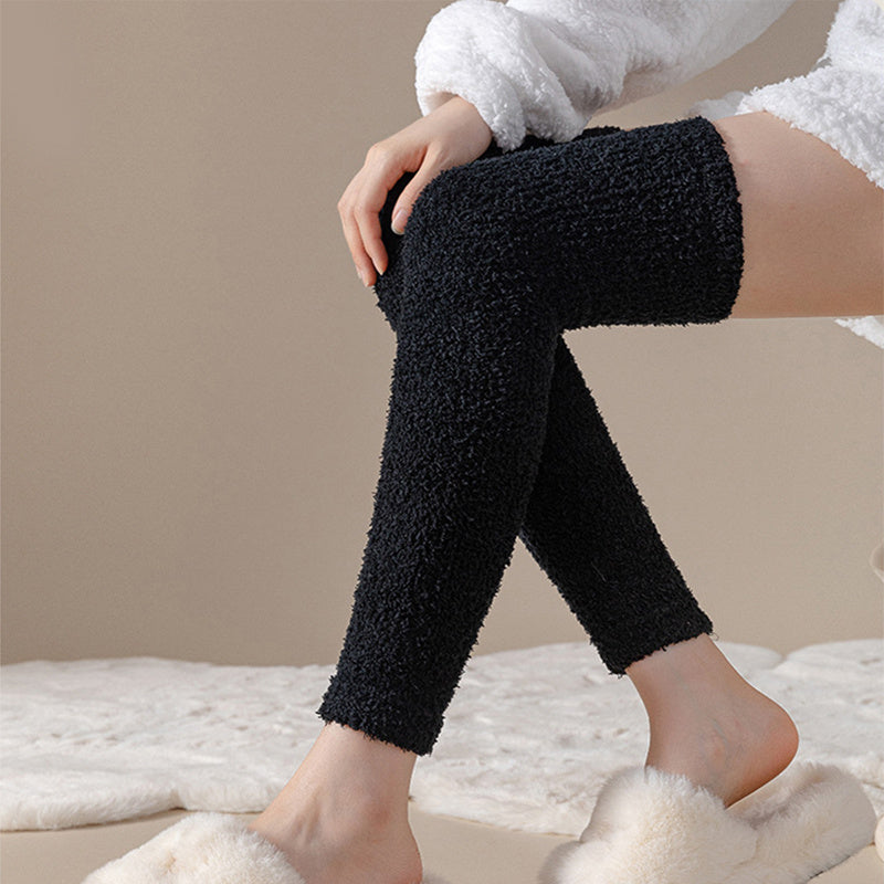 Winter Warm Plush Socks Women Dual-purpose Protection Heel And Knee Sock For Olds