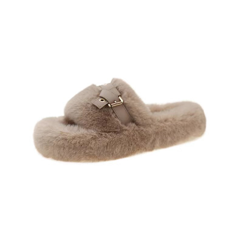 Pantuflas mullidas Pantuflas planas para mujer