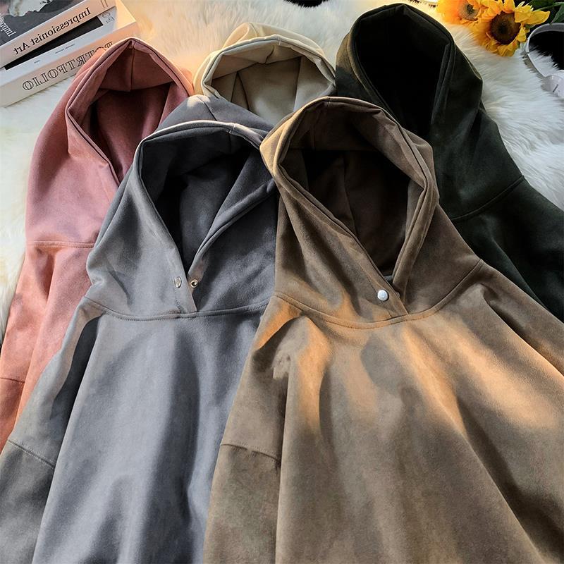 Suede Hooded Sweater Solid Color Men And Women