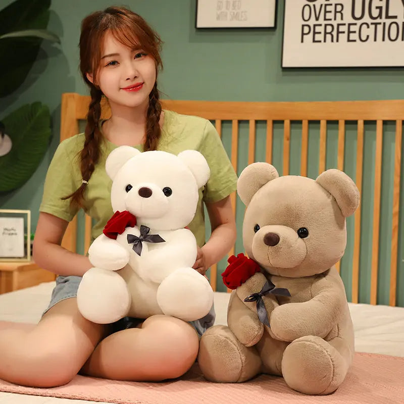 23-45cm nuevo abrazo encantador rosas oso de peluche almohada de peluche muñecos de animales suaves bonito regalo de cumpleaños novia Día de San Valentín