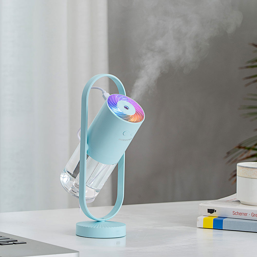 Humidificador de luz colorido portátil de 200 ml, humidificador de coche recargable por USB