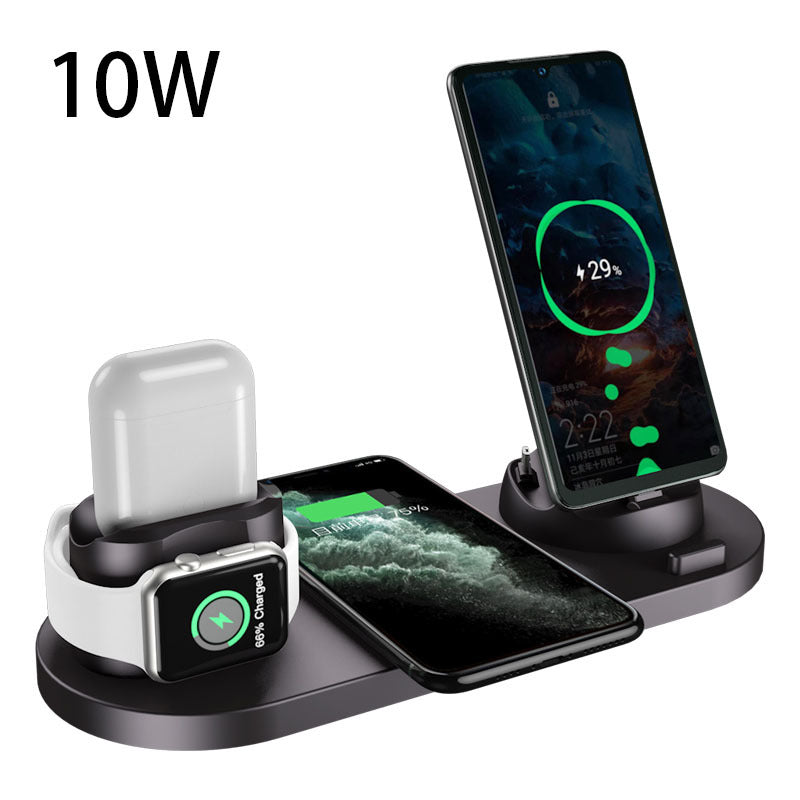 Cargador inalámbrico para IPhone, cargador rápido para teléfono, almohadilla de carga rápida para reloj de teléfono, estación de carga 6 en 1