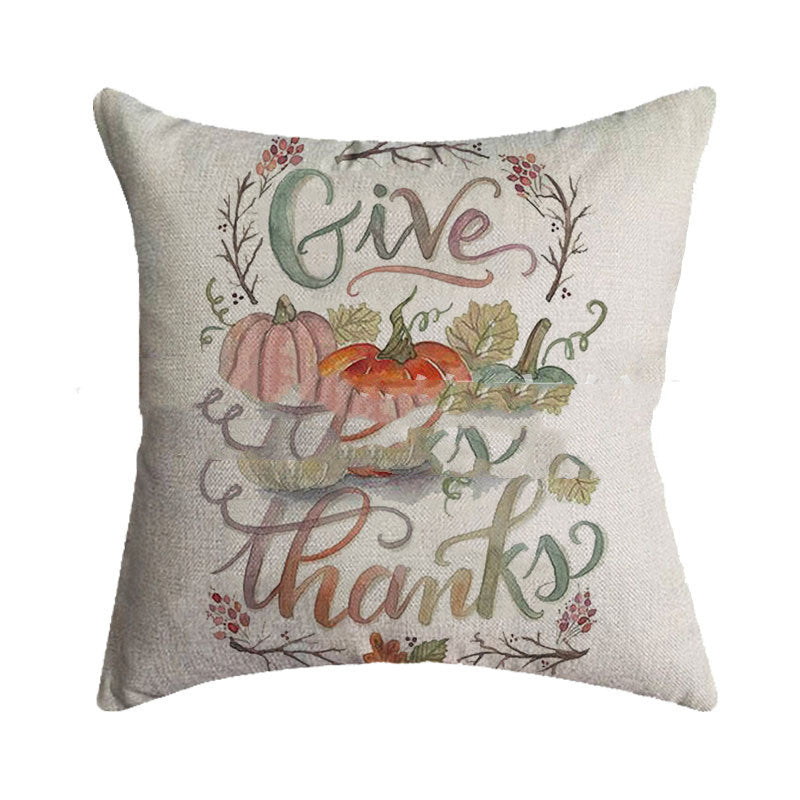 Thanksgiving Pillowcase Autumn Pumpkin Festival Printed Pillow Cushion Cover Burlap Pillowcase