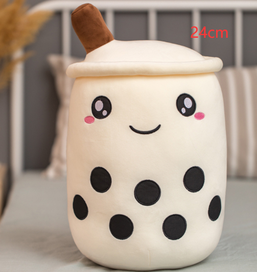 Bonita bebida de frutas de peluche, suave fresa, té de la leche, juguete de taza de té Boba, almohada de té de burbujas, cojín, regalo para niños