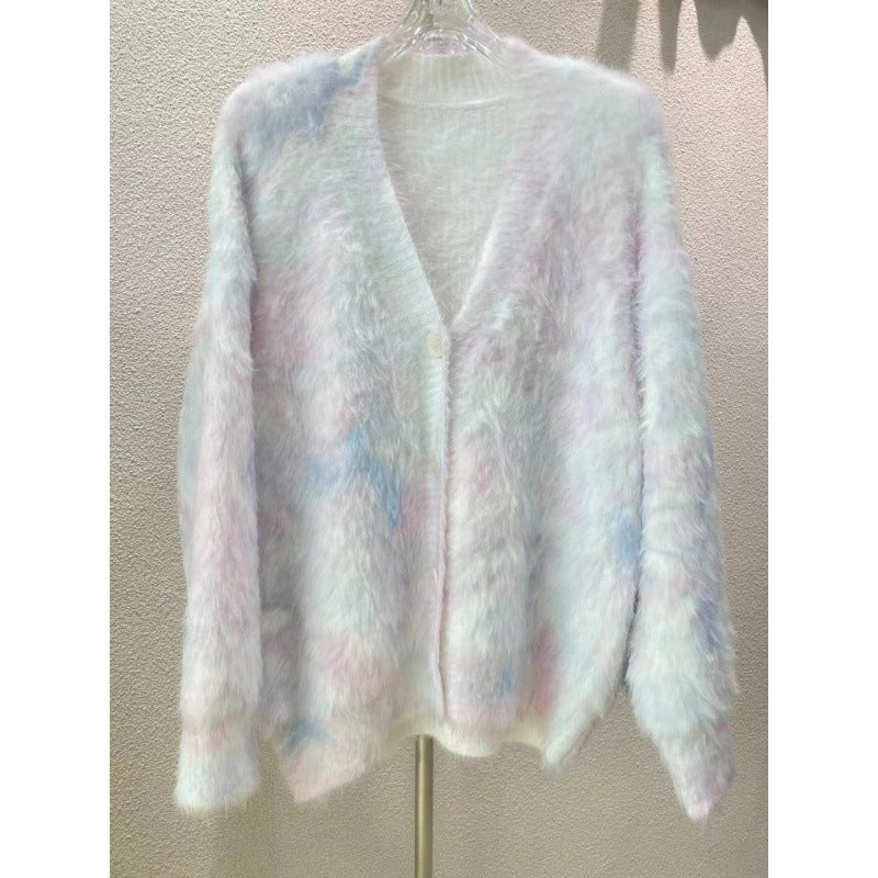 Women's Thick Loose Gradient Mink Sweater Coat