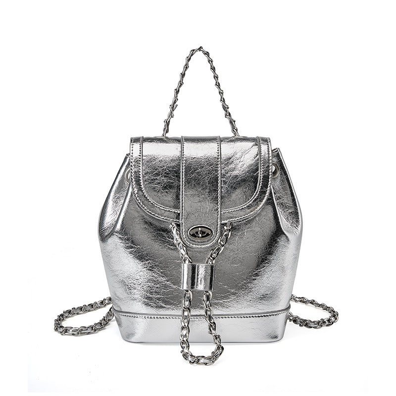 Chain Cowhide Large Capacity Retro One Shoulder Two Shoulders Bag