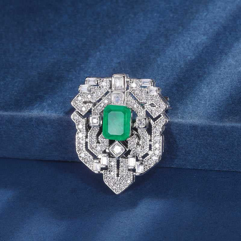 Fashion Emerald Red Corundum Brooch