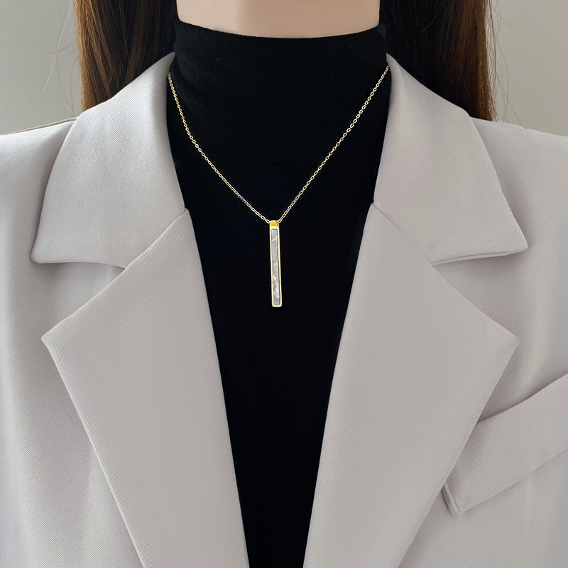 Long Elegant Personality Minimalist Style Stove Real Gold Necklace Female Ins Clavicle Chain