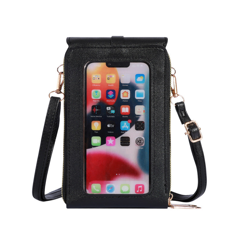 Crossbody Touch Screen Cell Phone Bag Solid Color Portable Card Holder