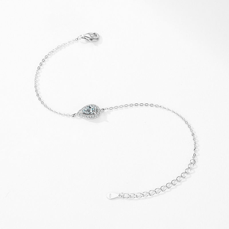 S925 Sterling Silver Drop-shaped Simulated Diamond Bracelet