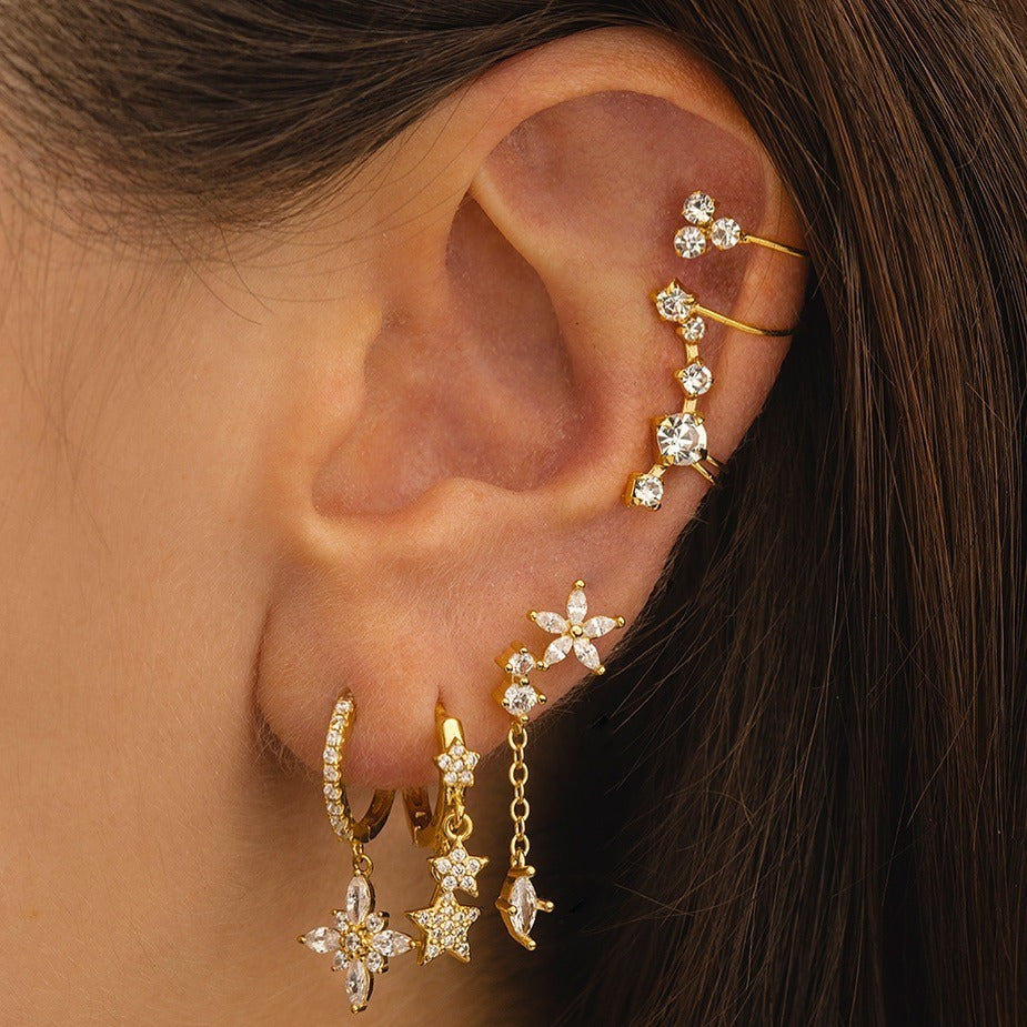 Diamond Eight Awn Star Earrings Niche