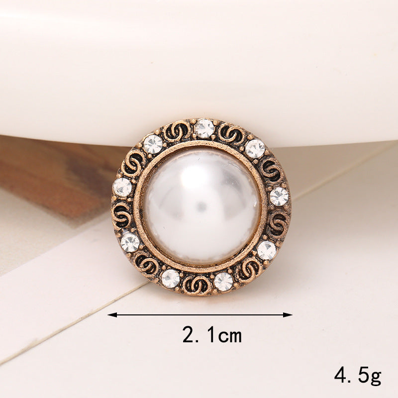 Jeans Button Hole Shoes Diy Accessories Bright Crystal Classic Style Ornament Accessories Upper Pearl Flower