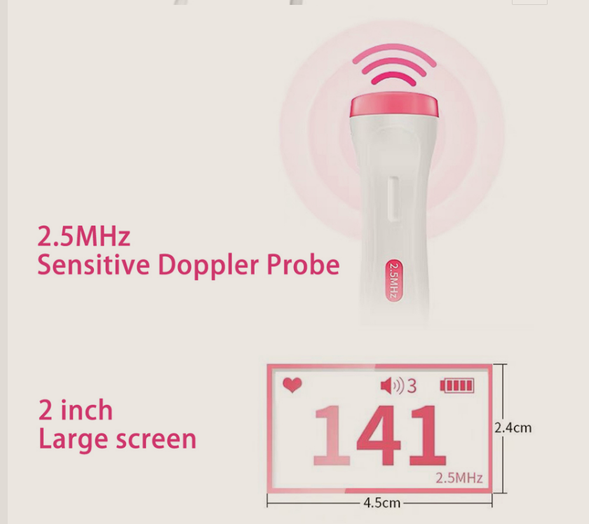 Monitor de frecuencia cardíaca fetal, detector de frecuencia cardíaca con sonido fetal para bebés, embarazo en casa