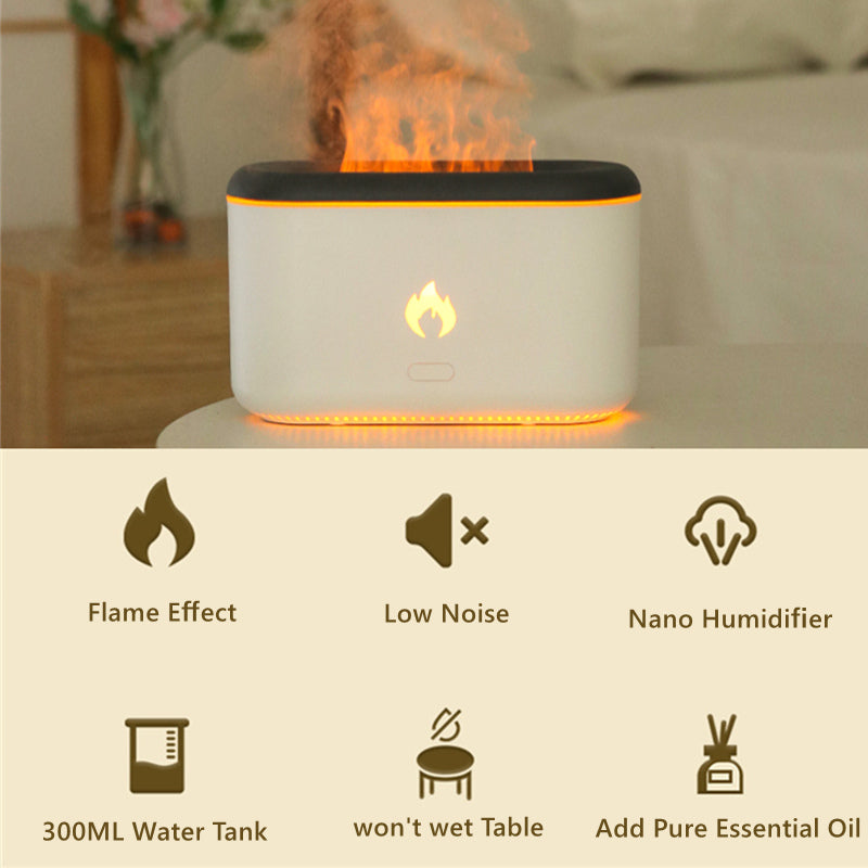 Humidificador de llama 3D con envío directo, difusor ultrasónico de Aroma de llama de 300ML, difusor de aceites esenciales, superventas