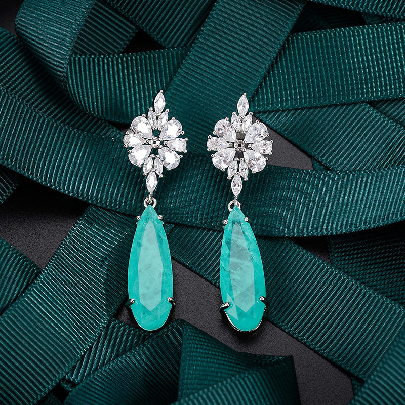 Exquisitely Inlaid Emerald Drop Earrings