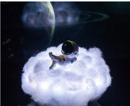 Lámpara LED de astronauta con nubes de colores, efecto arcoíris como luz nocturna para niños, regalo creativo