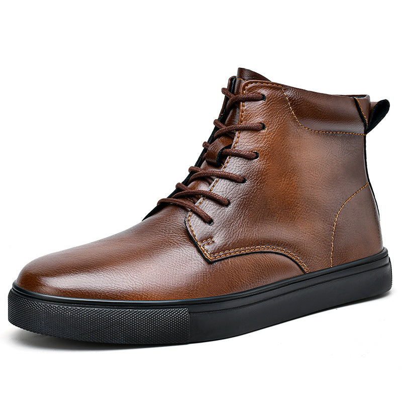 Botas Martens planas informales de piel de vaca para hombre, zapato de tabla alto de talla grande