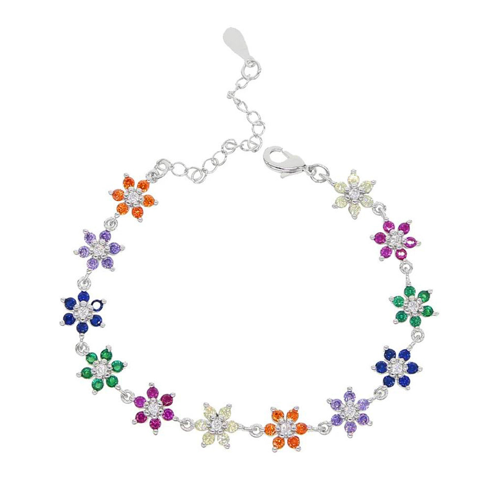 Gold Color Zircon Chain New Colorful Flower Bracelet