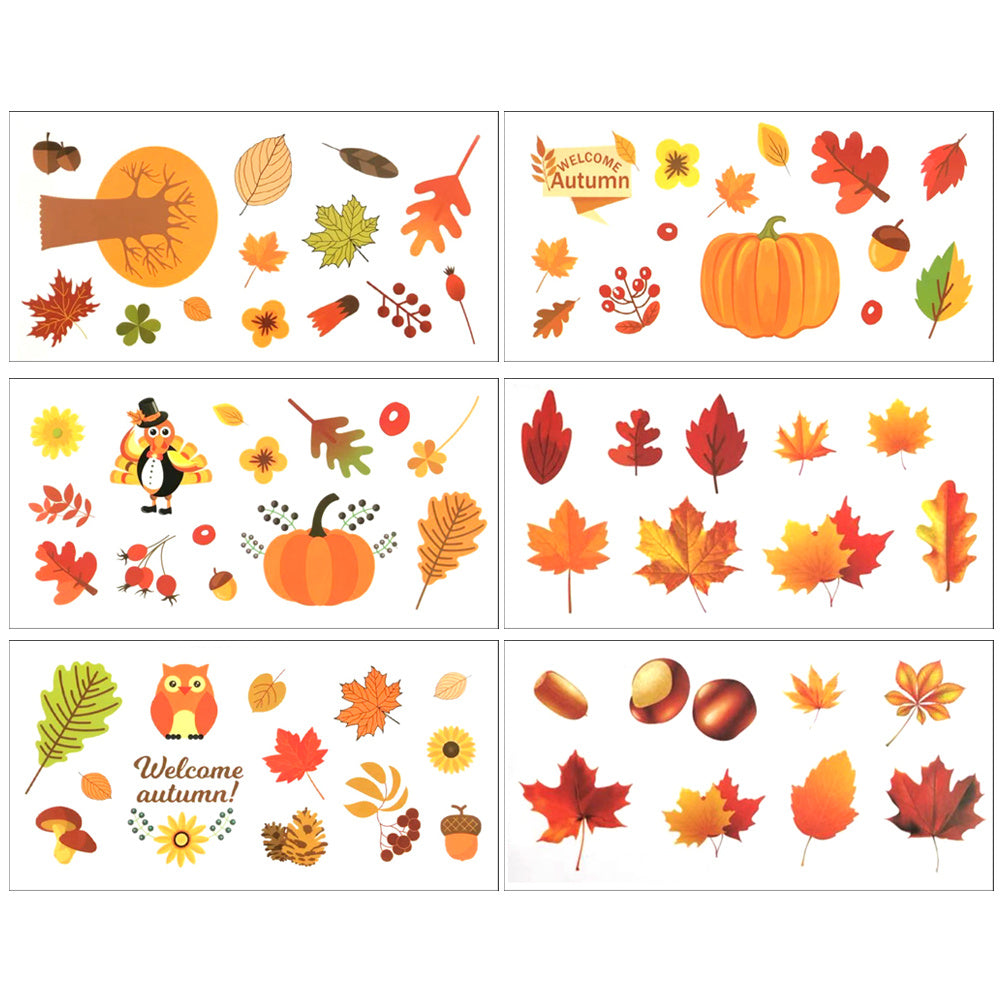 Autumn Maple Leaf Window Sticker Thanksgiving Window Sticker Maple Leaf Turkey