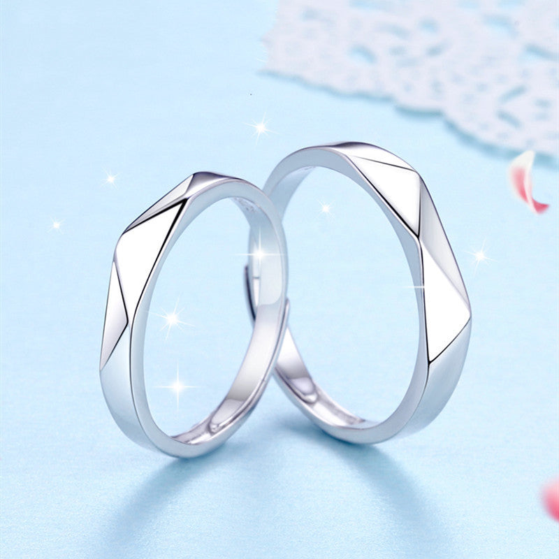 Diamond Horn Couple Ring Simple Smooth Diamond Ring Jewelry