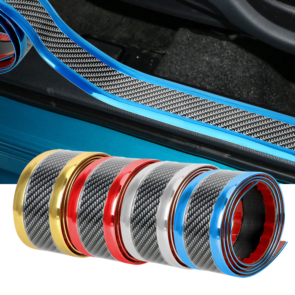 Car Carbon Fiber Pattern Door Sill Decorative Protective Sticker