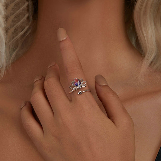 Anillo Lotus Diseño de interés especial para mujer Plata de ley S925