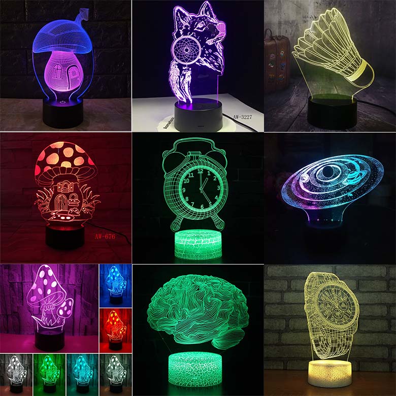 New 3D Colorful Touch Remote Control LED Desk Lamp