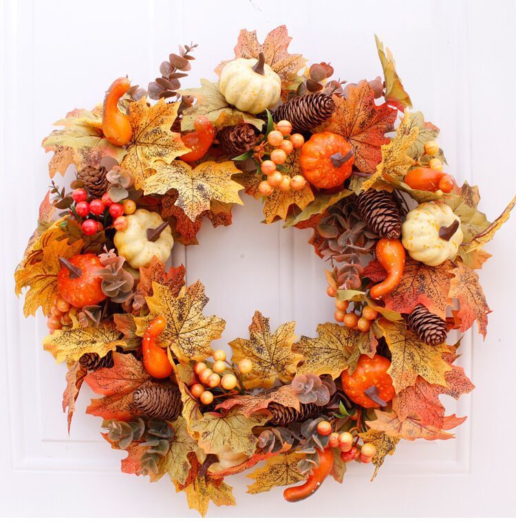 Pumpkin Berry Door Hanging Harvest Festival Vine Circle Thanksgiving Wreath