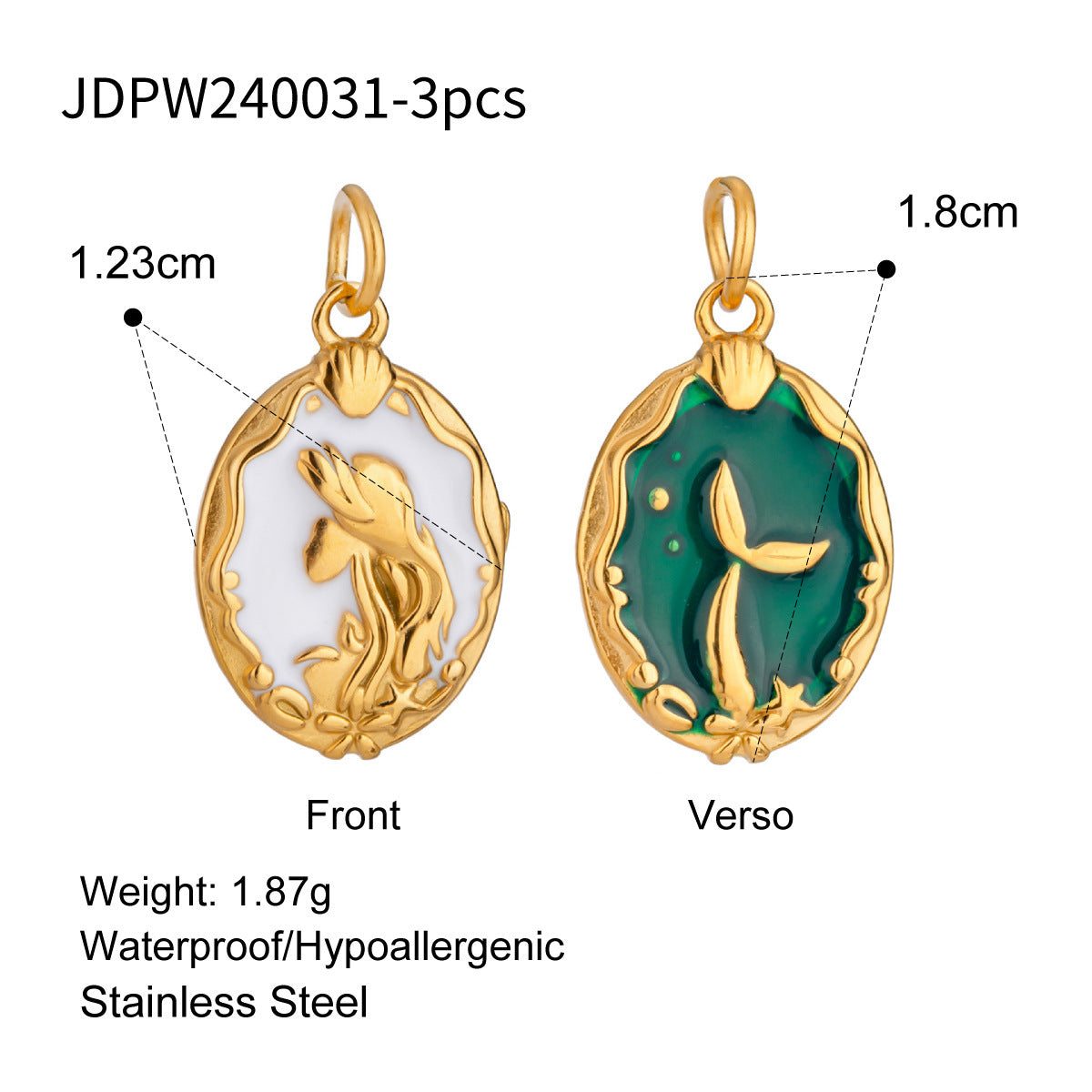 Stainless Steel Ocean 18K Gold Diy Necklace Pendant