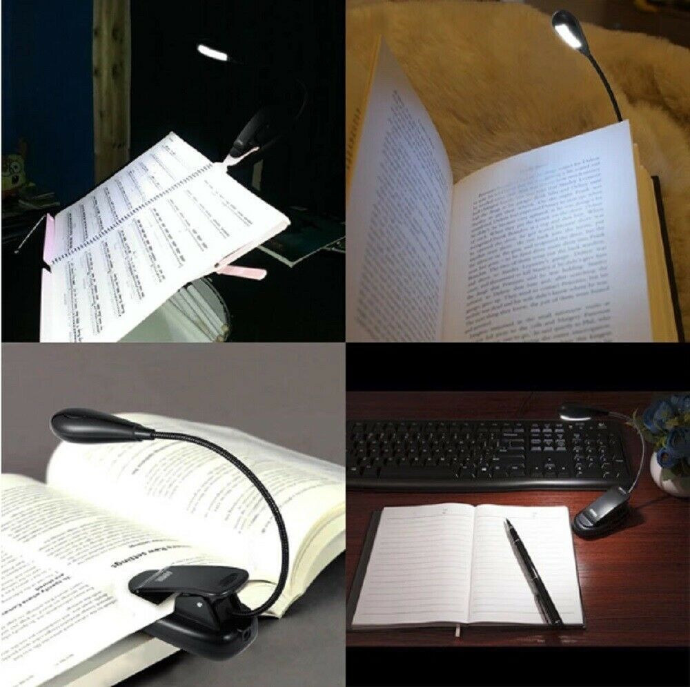 LED Reading Book Light With Flexible Clip USB Rechargeable Lamps For Reader Work