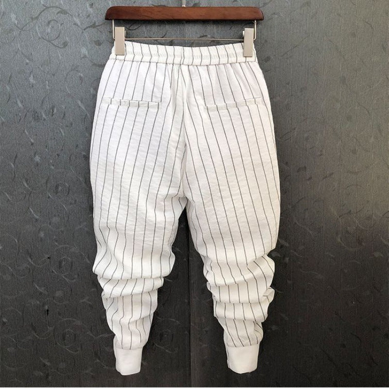 Men's Casual Pants Striped Stretch Slim Fit