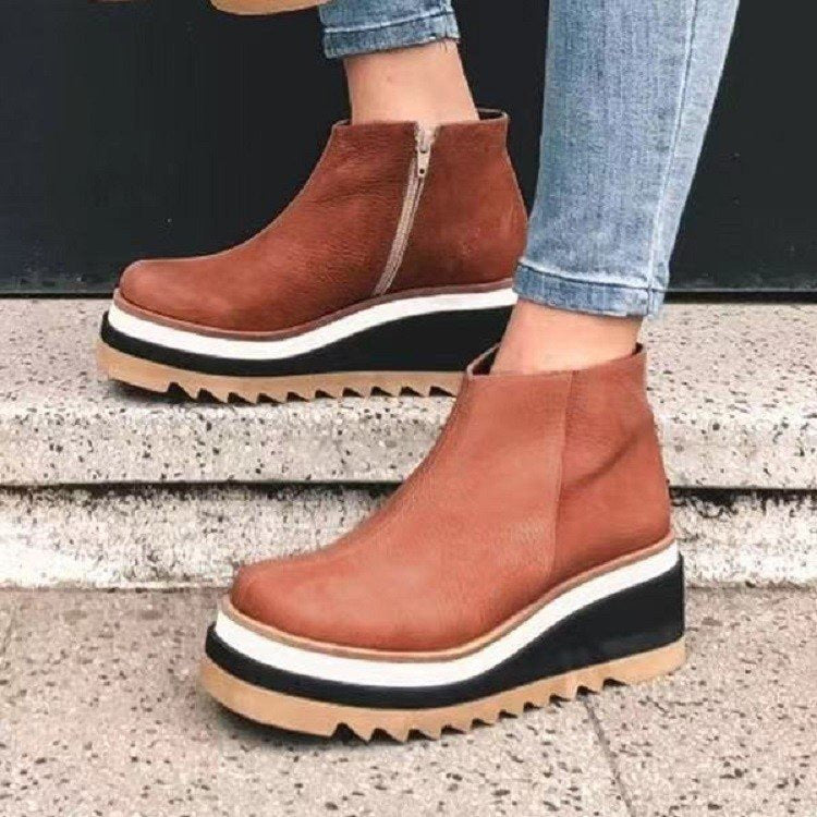 Platform Side Zipper Women's Shoes