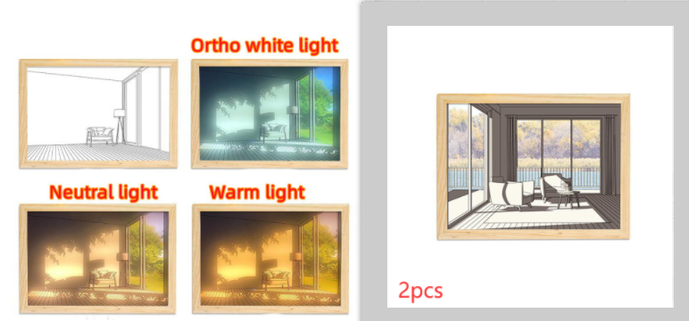 Imagen iluminada LED luz decorativa pintura cabecera imagen estilo creativo moderno simular sol dibujo noche luz regalo