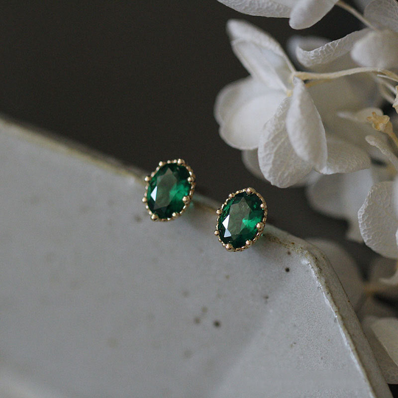 Emerald Zircon Set Earrings