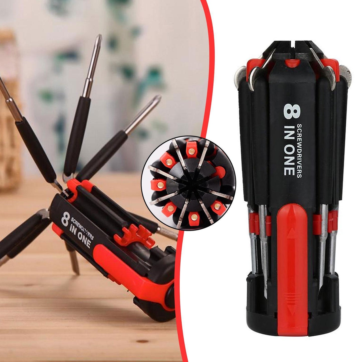 Car Supplies 8 In 1 Screwdriver With LED Flashlight Car Portable Multifunctional Outdoor Tools