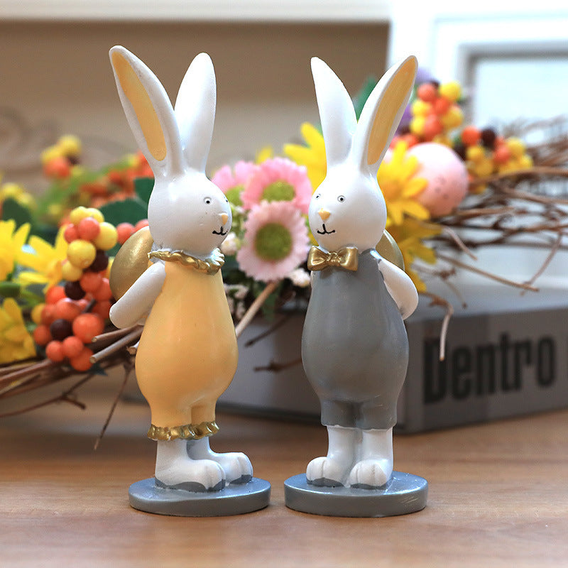 Easter Bunny Back Golden Eggs Gift Thanksgiving Decorations Pair