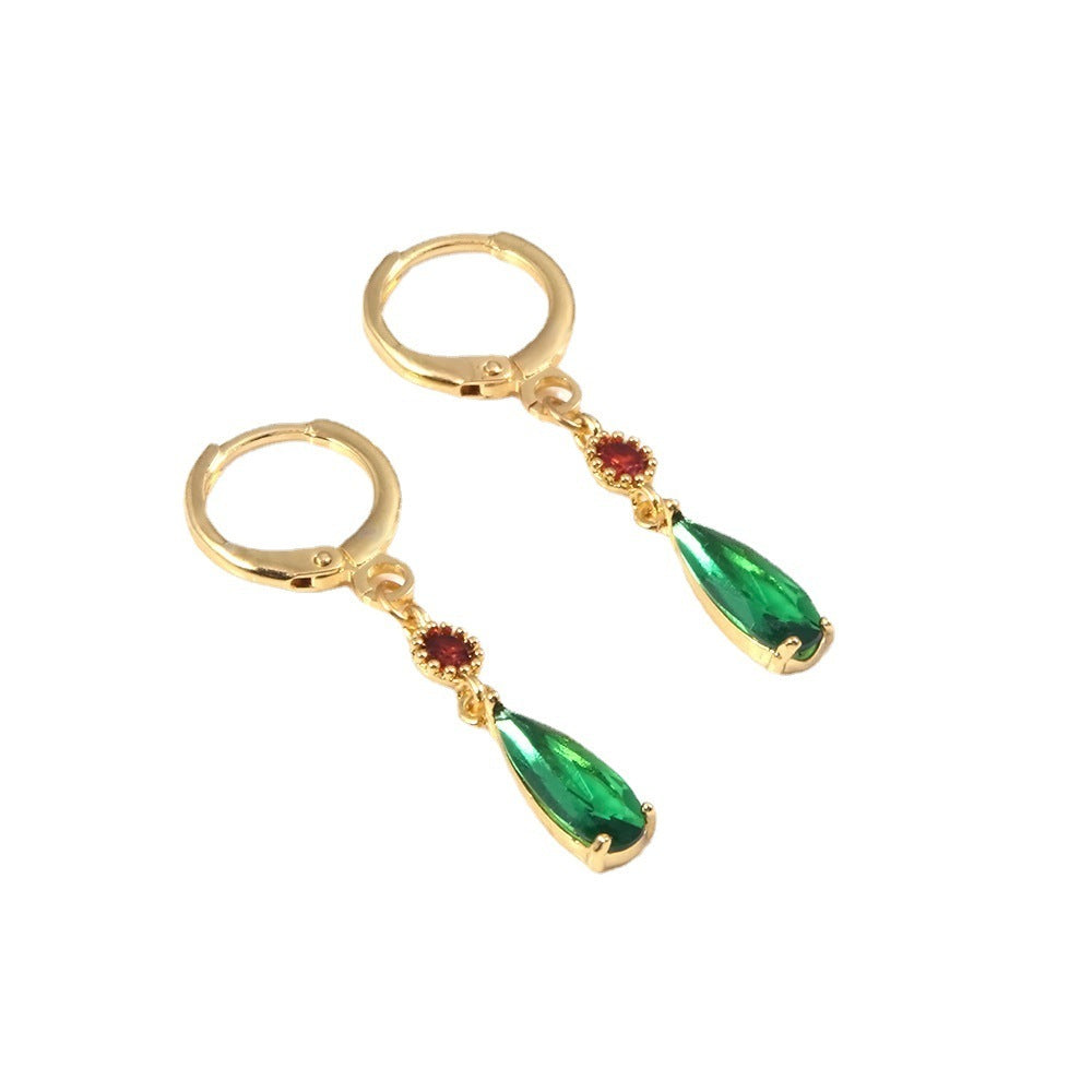 Brass Emerald Earrings Same Drop