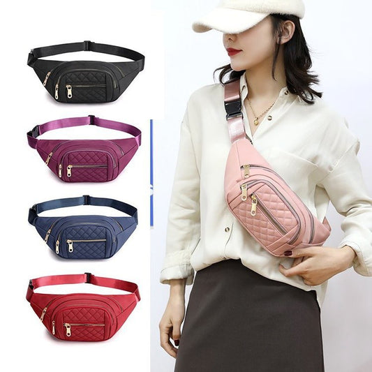 Women's Solid Color Nylon Crossbody Bag Shoulder Multifunctional Waist Bag