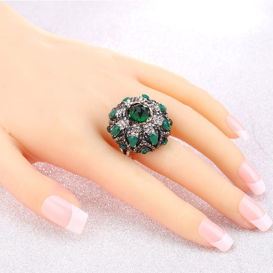 Bohemian Retro Ethnic Emerald Ring