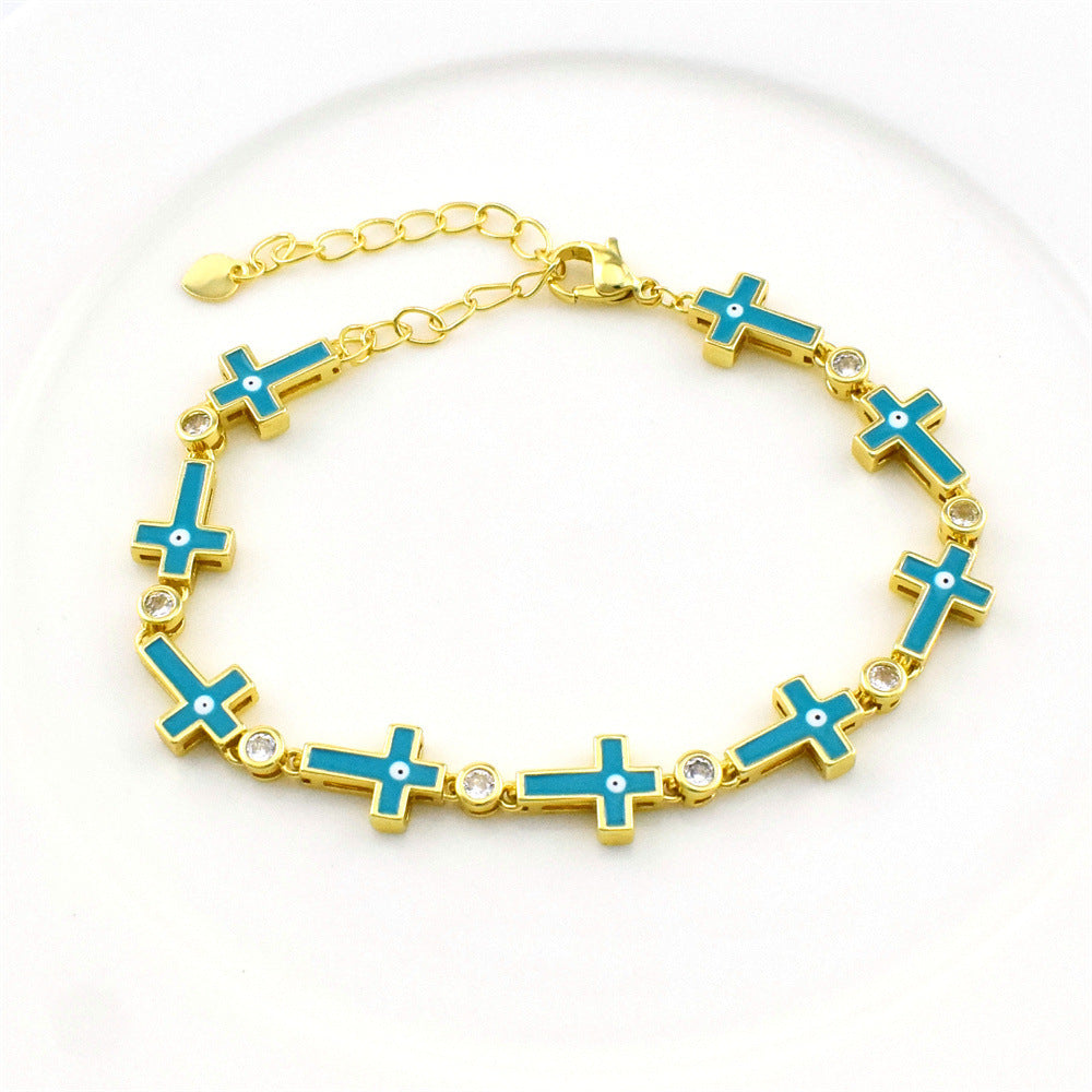 Cross Unique Gold-plated Zircon Bracelet