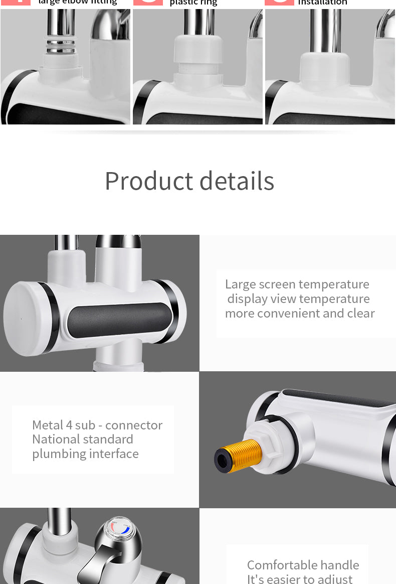 厨房电水龙头热水器温度显示冷热水龙头热水龙头加热器